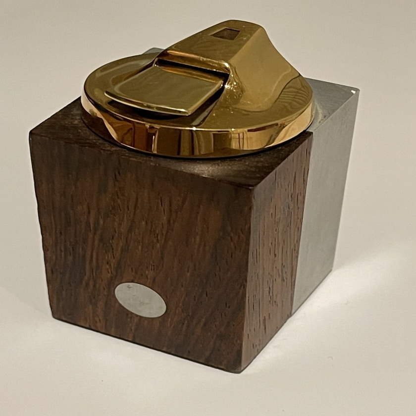 Ronson Table Lighter in Gold, Silver & Wood.