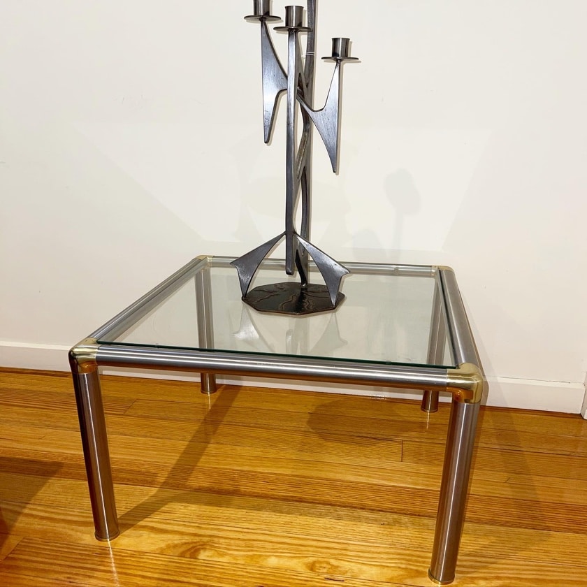 80’s Gold & Silver Lamp/Side Table