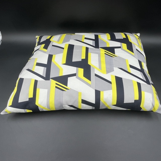 Geometric Yellow, Black & White Cushion.