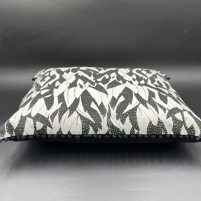 Black & White Leaf Cushion by Linen & Moore.