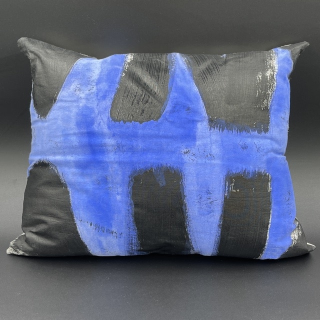 Alfabetti Black & Blue Cushion (Hand Painted)