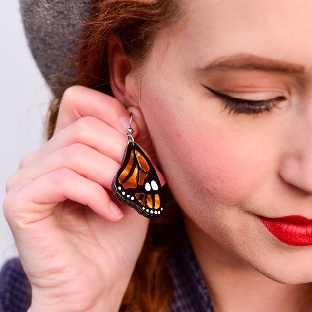 Erstwilder Prince of Orange Earrings – Butterfly Wing Design