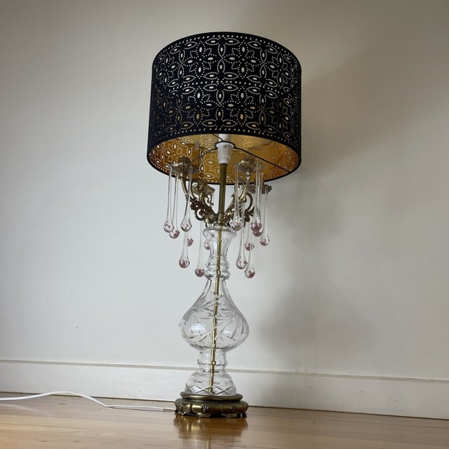 Vintage Italian Murano Crystal Candelabra Lamp