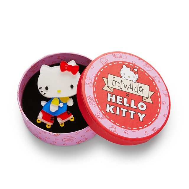 ERSTWILDER HELLO KITTY TIME FOR A SKATE BROOCH. NEW IN BOX.