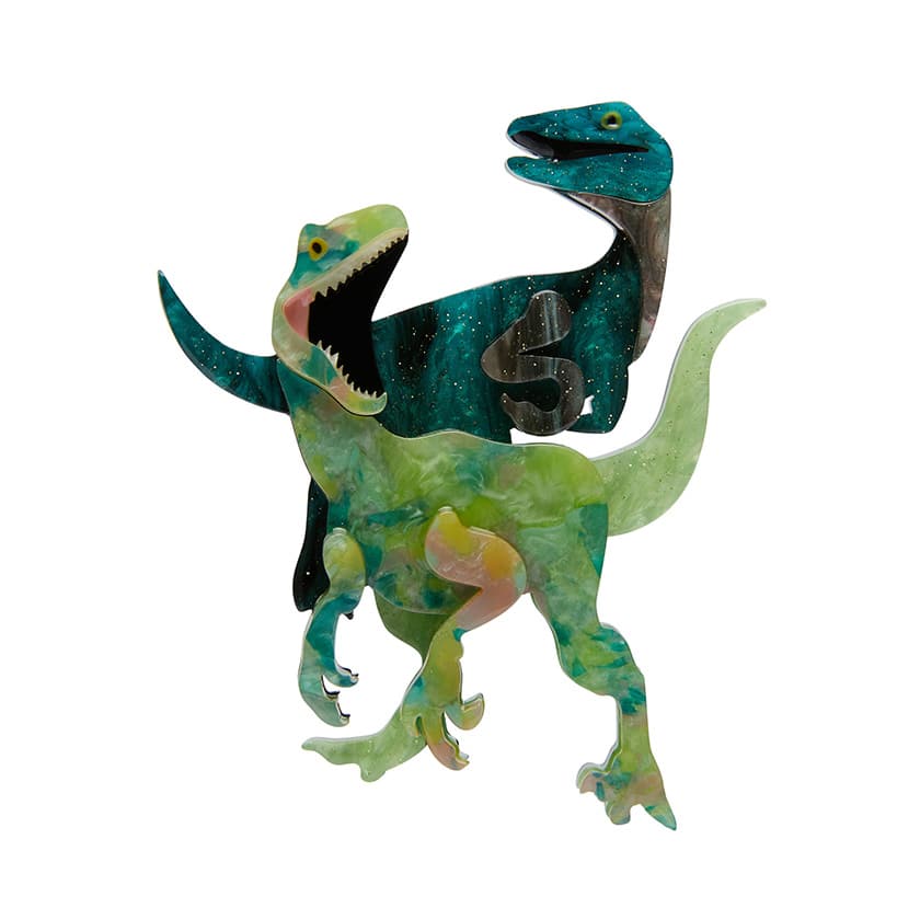 ERSTWILDER BLOODY RAPT DINOSAUR RESIN BROOCH – GREEN