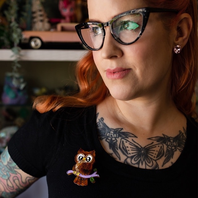 Erstwilder Mimsy Resin Brooch – Owl Eyes On You (Cute & Spooky Halloween Collection)