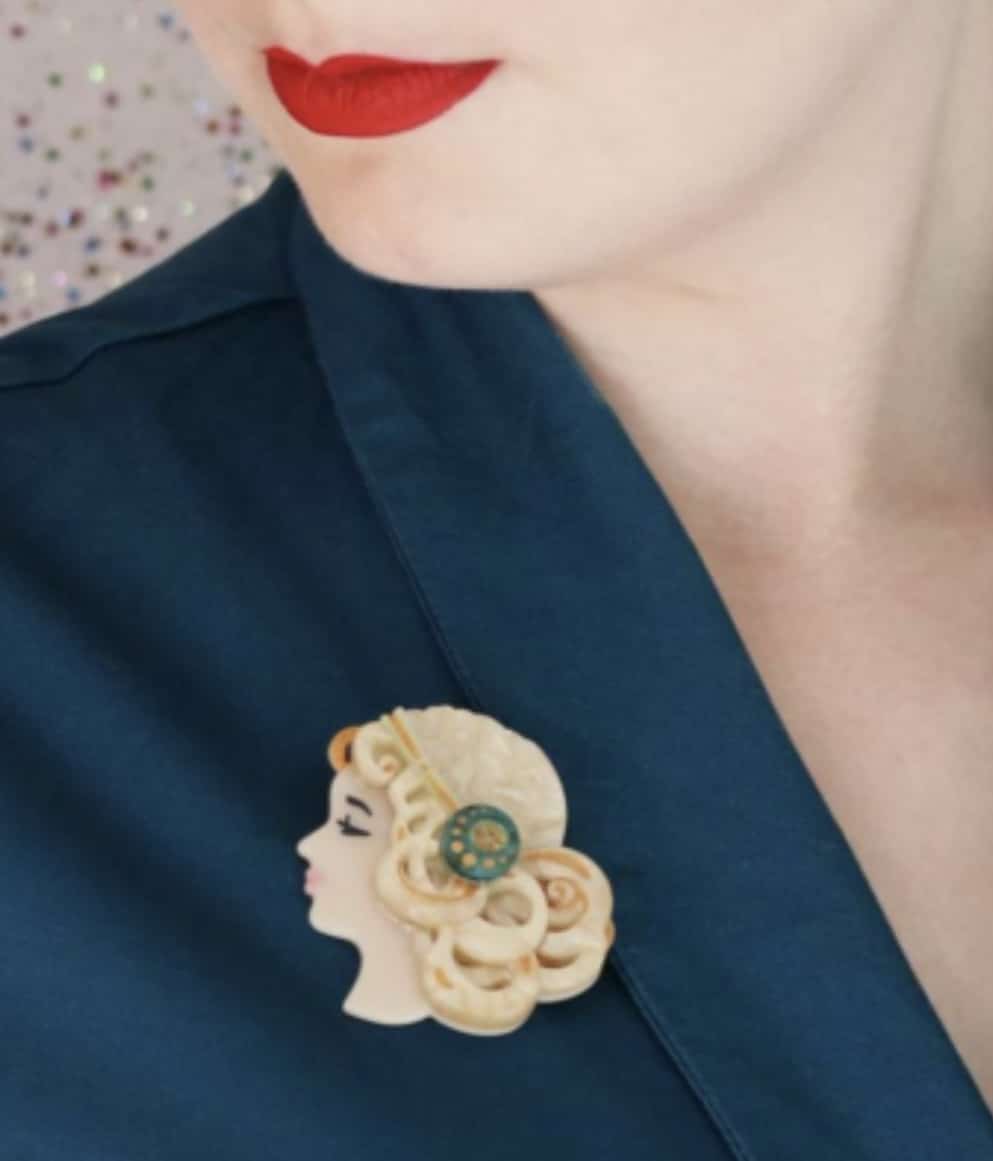 Erstwilder “Mademoiselle Bernhardt” Blonde Brooch – The Nouveau Collection